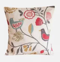 Folki Pastel Pink Blue Bird Floral Cushion Cover , Throw Pillow Scatter Cushions UK - thumbnail 1