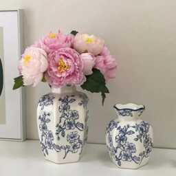 Blue & White Porcelain Vase, Retro Classic Ceramic Water-Absorbent, Artistic Home Decor, Vintage Vase