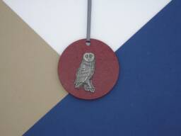 Owl Wooden Disk Christmas Tree Decoration - Ornament Decor Wise Birdwatcher Gift Bird Lover