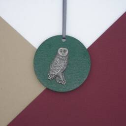 Owl Wooden Disk Christmas Tree Decoration - Ornament Decor Wise Birdwatcher Gift Bird Lover - thumbnail 3