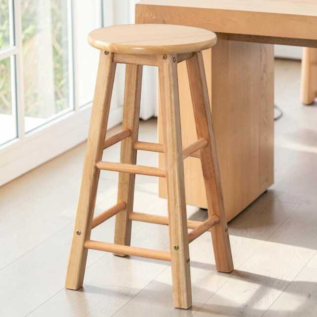 Wooden Bar Stool Solid Wood 60cm Kitchen Counter Seat For Home & Dining Room - image 1