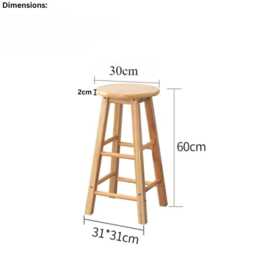 Wooden Bar Stool Solid Wood 60cm Kitchen Counter Seat For Home & Dining Room - thumbnail 4