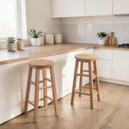 Wooden Bar Stool Solid Wood 60cm Kitchen Counter Seat For Home & Dining Room - thumbnail 3