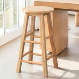 Wooden Bar Stool Solid Wood 60cm Kitchen Counter Seat For Home & Dining Room - thumbnail 1