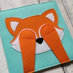 Felt Fox Quiet Book Page Montessori Peek-A-Boo Toy - thumbnail 2