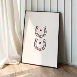 Horseshoe Love Print Lucky You Me, Rustic Farmhouse Wall Art - thumbnail 3