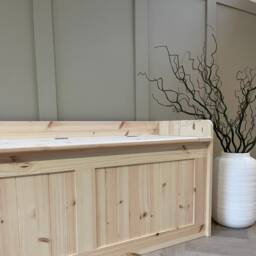 Unpainted, Natural Wood Storage Bench, Window Seat Hall Storage Bench. Entry Shoe Tongue & Groove Style - thumbnail 4