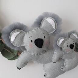Koala Nursery Decor, Koala Wall Hanging, Safari Baby Shower Gift, Felt Koala, Australian Nursery, Kids Room Decor - thumbnail 3