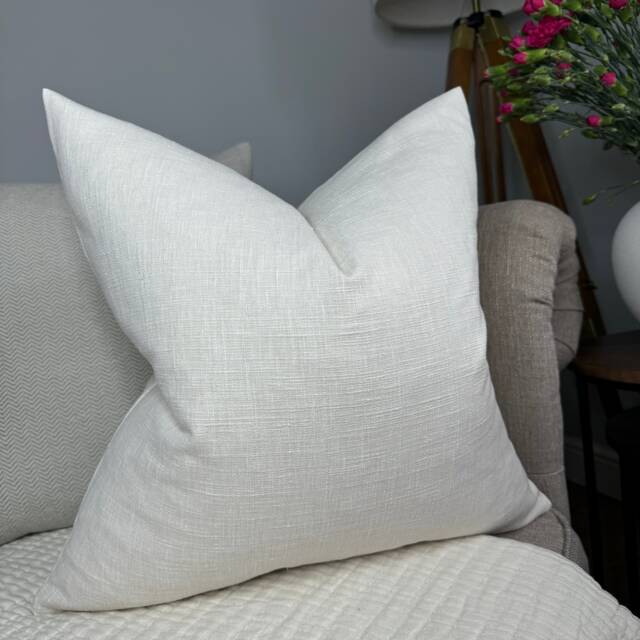 Cotton Blend Plain Ivory Cushion Cover For Sofa Or Chair, Perfect Living Room Pillow Everyday Use - image 1