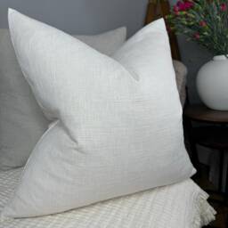 Cotton Blend Plain Ivory Cushion Cover For Sofa Or Chair, Perfect Living Room Pillow Everyday Use - thumbnail 3