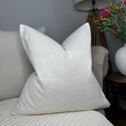 Cotton Blend Plain Ivory Cushion Cover For Sofa Or Chair, Perfect Living Room Pillow Everyday Use - thumbnail 2
