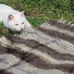 Handmade Wool Blanket Rustic Brown Striped Throw, King Bedspread - thumbnail 4