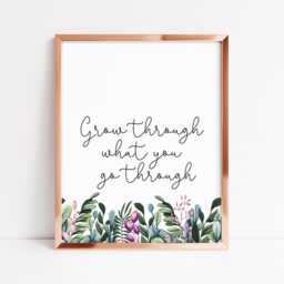 Floral Watercolour Print Grow Through What You Go Through, Plant Art - Unframed - thumbnail 2