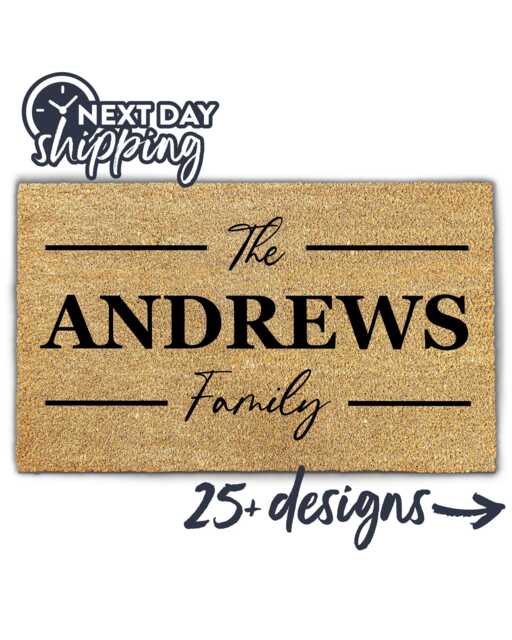 Custom Family Name Doormat - New Home Gift Personalized Collection With Surname Coir - image 1
