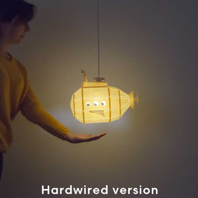 Submarine Diy Pendant Paperlamp Kit - Ceiling Hardwired Version - Pre-Cut Papercraft Kit - image 1
