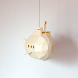 Submarine Diy Pendant Paperlamp Kit - Ceiling Hardwired Version - Pre-Cut Papercraft Kit - thumbnail 2