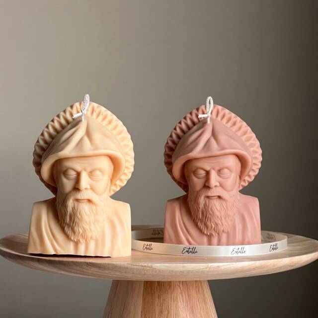 Saint Charbel Bust Candle Sculptural Soy Wax Pillar - image 1