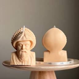 Saint Charbel Bust Candle Sculptural Soy Wax Pillar - thumbnail 2