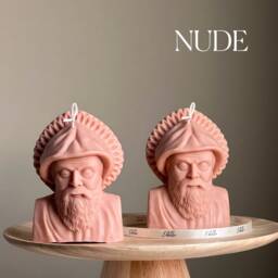 Saint Charbel Bust Candle Sculptural Soy Wax Pillar - thumbnail 3