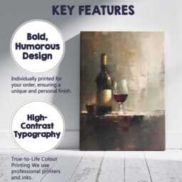 Contemporary Wine Bottle & Glass Still Life Abstract Canvas Wall Art Print Decor Picture Ready To Hang - thumbnail 2