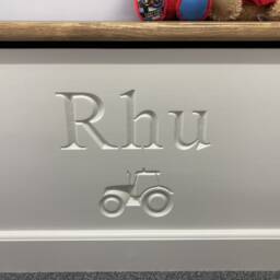 Handmade, Personalised Solid Wood Tractor Toy Box With Soft Closing Lid - thumbnail 2