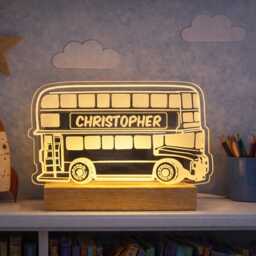 Personalised Bus Night Light For Kids - Custom Name Led Lamp Transport Bedroom Decor - thumbnail 4