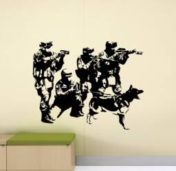 Special Forces Wall Decal Army Soldiers Military Gifts K-9 Dog Poster Vinyl Sticker Teen Playroom Decor Children Art Print X736 - thumbnail 1
