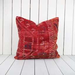 Turkish Kilim Pillow Cover - 20x20 Inch Vintage Anatolian Home Decor - thumbnail 1