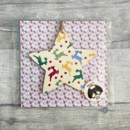 Emma Bridgewater Reindeer Decoration, Christmas Star Ornament For Animal Lover, Winter Deer Wall Decor - thumbnail 2