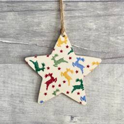 Emma Bridgewater Reindeer Decoration, Christmas Star Ornament For Animal Lover, Winter Deer Wall Decor - thumbnail 1