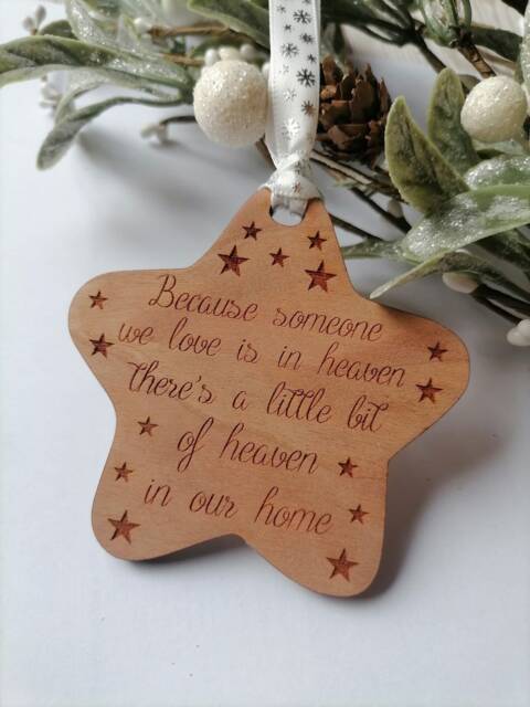 Memorial Christmas Bauble Decoration, Wooden Decoration in Memory Of A Loved One - Keepsake - image 1