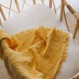 Yellow Muslin Blanket, Soft Swaddle 4 Layered Muslin, Cotton Gift Baby Blanket - thumbnail 2