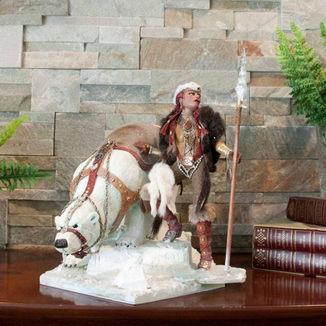 Snow Queen - Viking Warrior With Polar Bear Original Sculpture By Ken Fedoruk - image 1