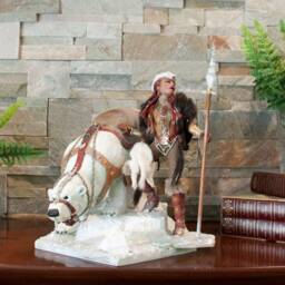 Snow Queen - Viking Warrior With Polar Bear Original Sculpture By Ken Fedoruk - thumbnail 1