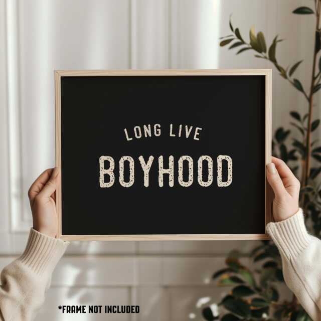 Long Live Boyhood Print Black & Beige Kids Room Wall Art - image 1