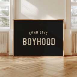 Long Live Boyhood Print Black & Beige Kids Room Wall Art - thumbnail 3