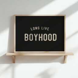 Long Live Boyhood Print Black & Beige Kids Room Wall Art - thumbnail 2