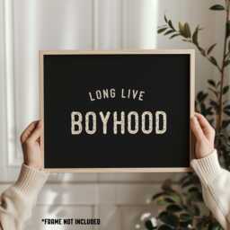 Long Live Boyhood Print Black & Beige Kids Room Wall Art - thumbnail 1