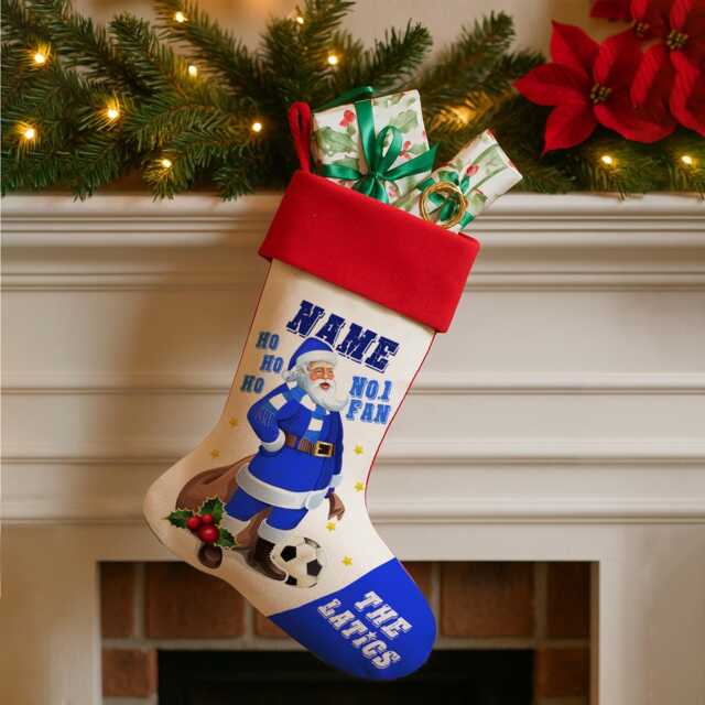 Personalised Wigan Football Christmas Stocking Father Xmas Santa Sack Bag Festive Hanging Treat Sock Toys Kids Footie Fans Efxs78 - image 1