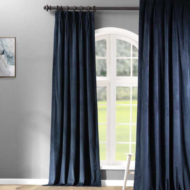 Extra Wide Long Pinch Pleat Lined Curtains Thick Plush Velvet Made To Measure Handmade in The UK Customizable Dimensions 19 Colors - image 1