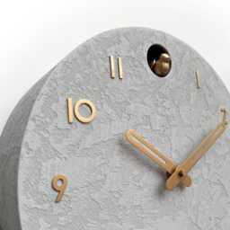 Modern Cuckoo Clock Concrete Look - Minimalist Wall Clock, Brass Details D??cor - thumbnail 3