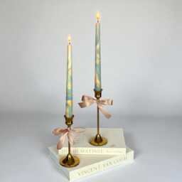 Gold Metallic Marble Taper Candles Elegant Dinner Candle Set - thumbnail 3