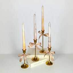 Gold Metallic Marble Taper Candles Elegant Dinner Candle Set - thumbnail 4