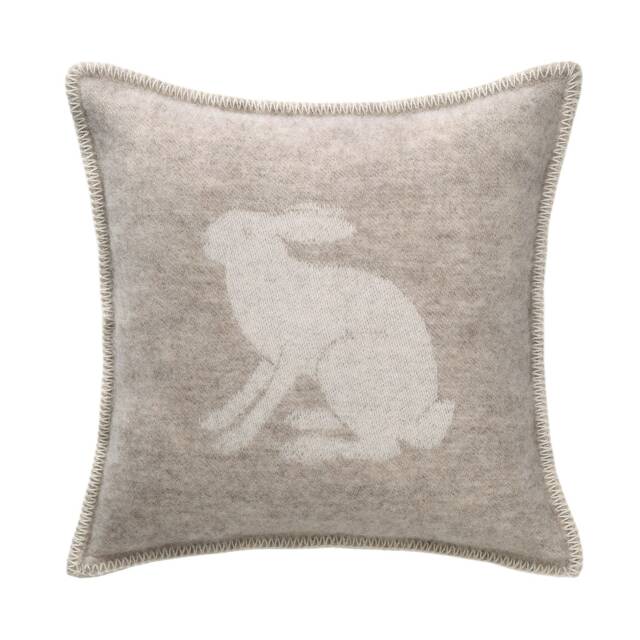 Beige Hare Cushion Cover - Pure Wool Reversible Pillowcase 45 X 45cm/ 18 18 - image 1