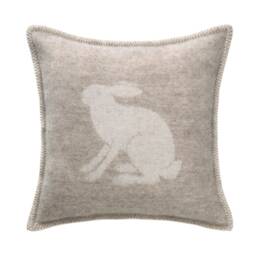 Beige Hare Cushion Cover - Pure Wool Reversible Pillowcase 45 X 45cm/ 18 18 - thumbnail 1
