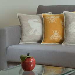 Beige Hare Cushion Cover - Pure Wool Reversible Pillowcase 45 X 45cm/ 18 18 - thumbnail 2