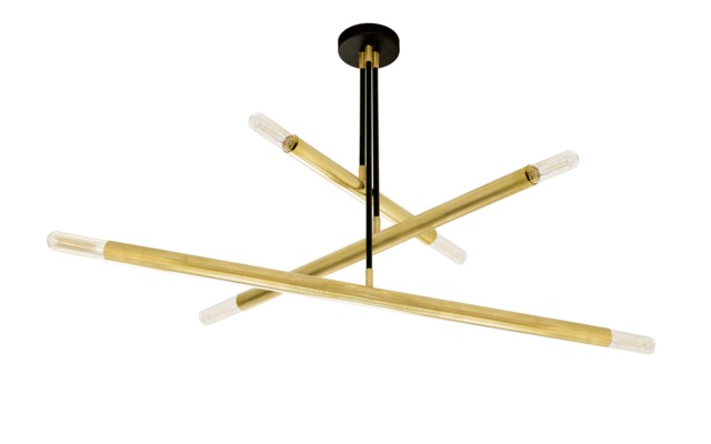 Sol - Elegant Black & Brass Chandelier Mid Century Modern Lighting With 3 Arms - image 1
