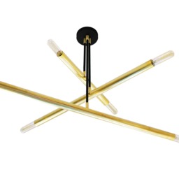 Sol - Elegant Black & Brass Chandelier Mid Century Modern Lighting With 3 Arms - thumbnail 2