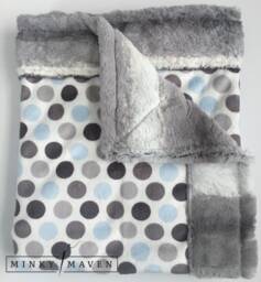 All Dotted Up I Minky Baby Blanket - Gray, White, Blue - thumbnail 1