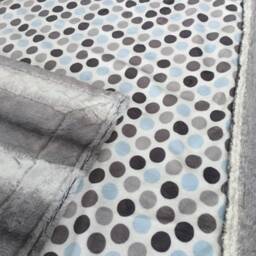 All Dotted Up I Minky Baby Blanket - Gray, White, Blue - thumbnail 2